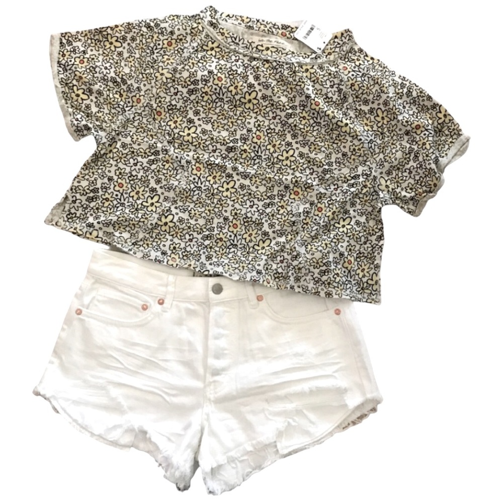 Free People Sammie Size Small Printed Tee in Ivory Combo New with Tag - Picture 2 of 6